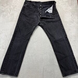 Levi's 501 Jeans Mens 36x30 Black Button Fly Straight Leg Denim Cowboy Western